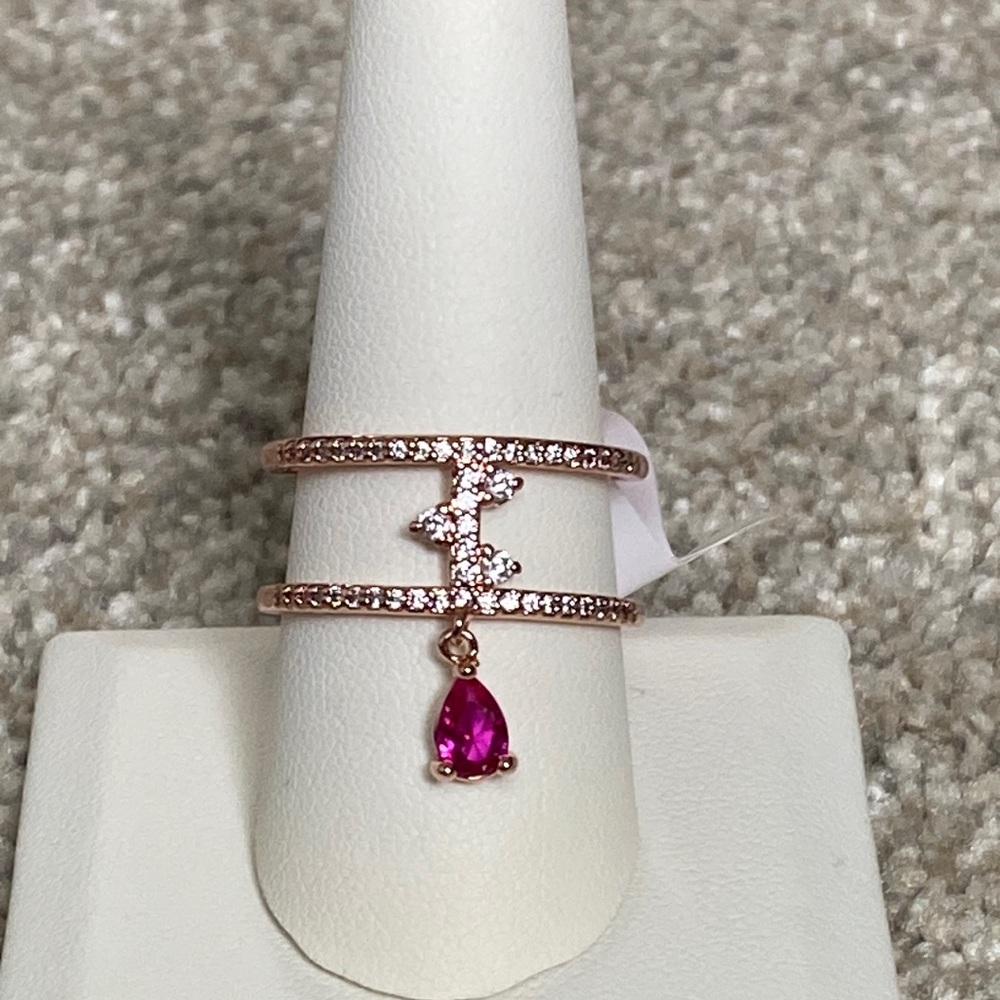 Ruby Rose Gold Plated Bomb Party Ring - Size 10